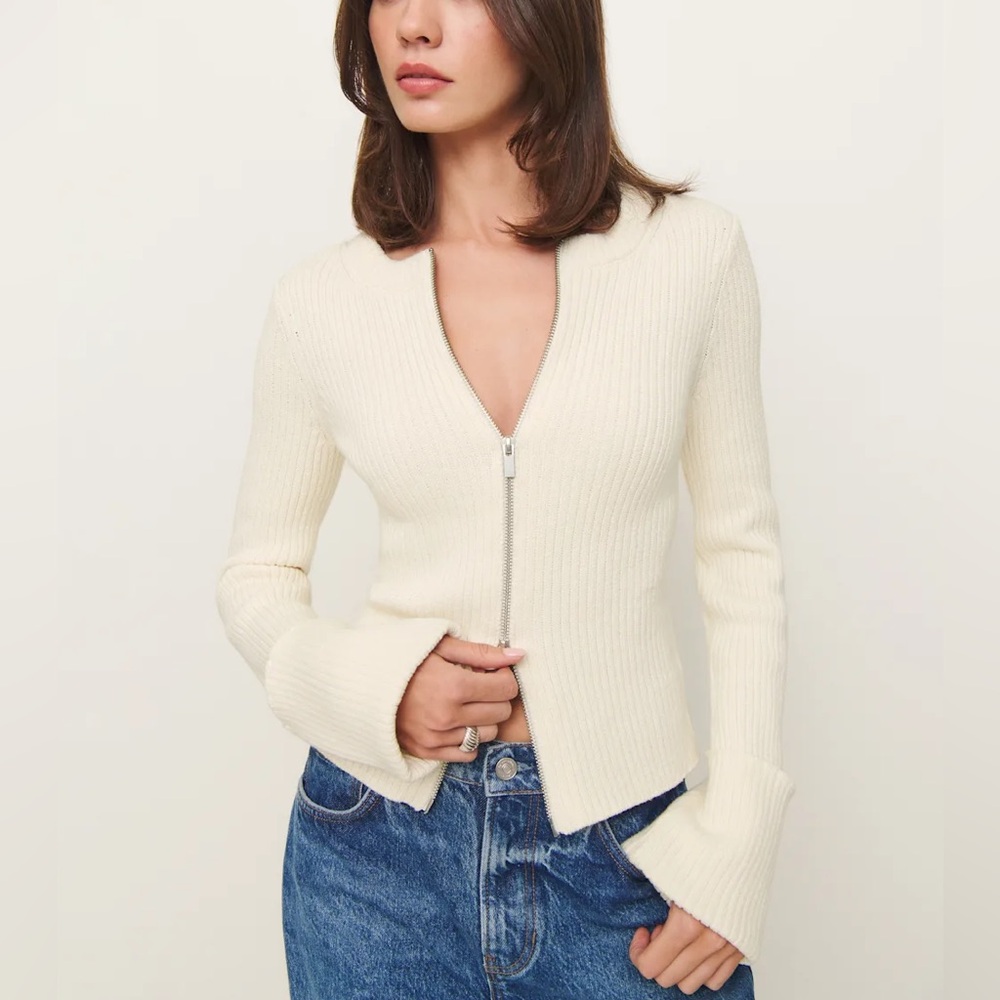 NWT Reformation Ryan Cotton Zip Sweater